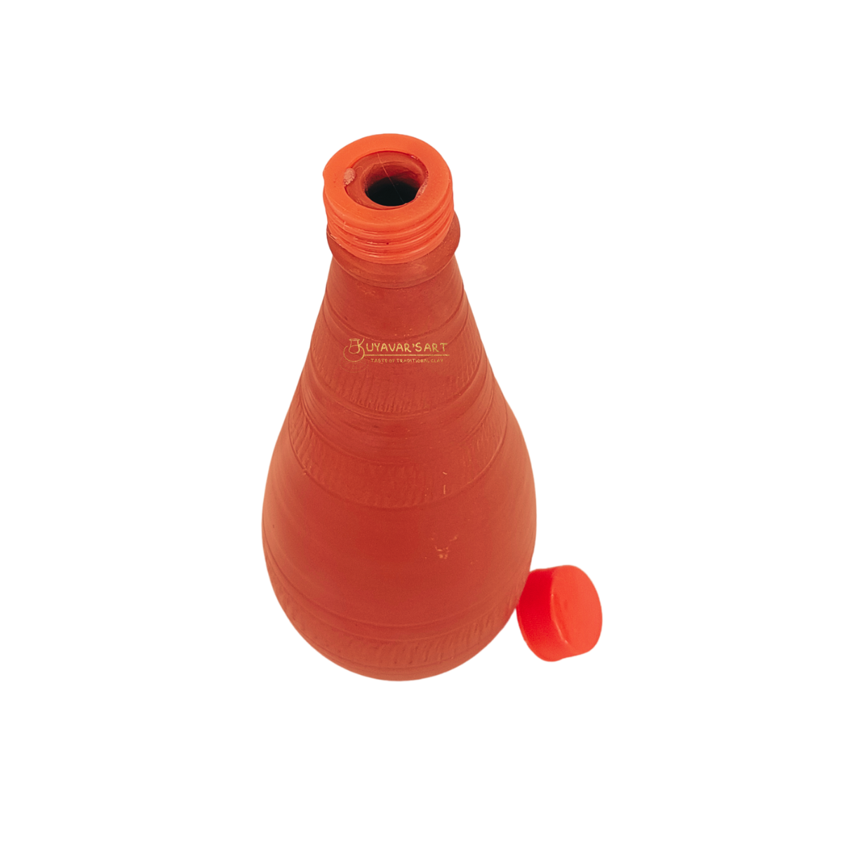 Kuduvai Shaped Clay Water Bottle Plain With Cap - Handmade & Eco-Friendly