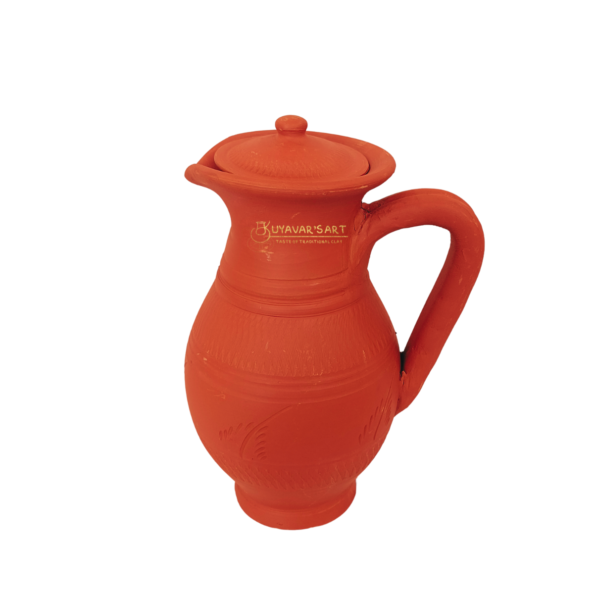Narrow Shaped Arted Clay Water Jug Big – Handmade & Eco-Friendly (with Lid)