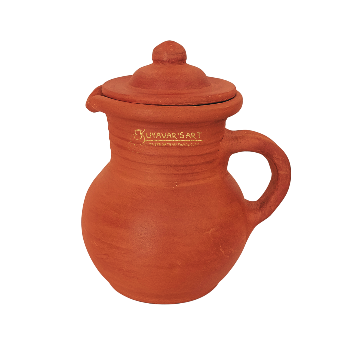 Pot narrow Stripped neck Clay Water Jug Big – Handmade & Eco-Friendly (with Lid)