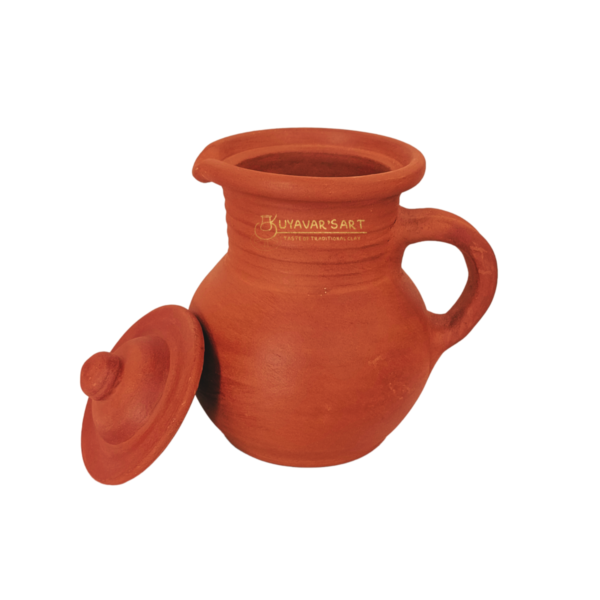 Pot narrow Stripped neck Clay Water Jug Big – Handmade & Eco-Friendly (with Lid)