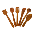 Wooden Cooking Utensils Set (Karandi) – 6-Piece Wooden Spoons & Spatula Set
