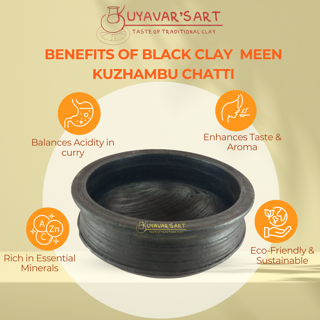 Black Clay Meen Kuzhambu Chatti | Handmade & Eco-Friendly