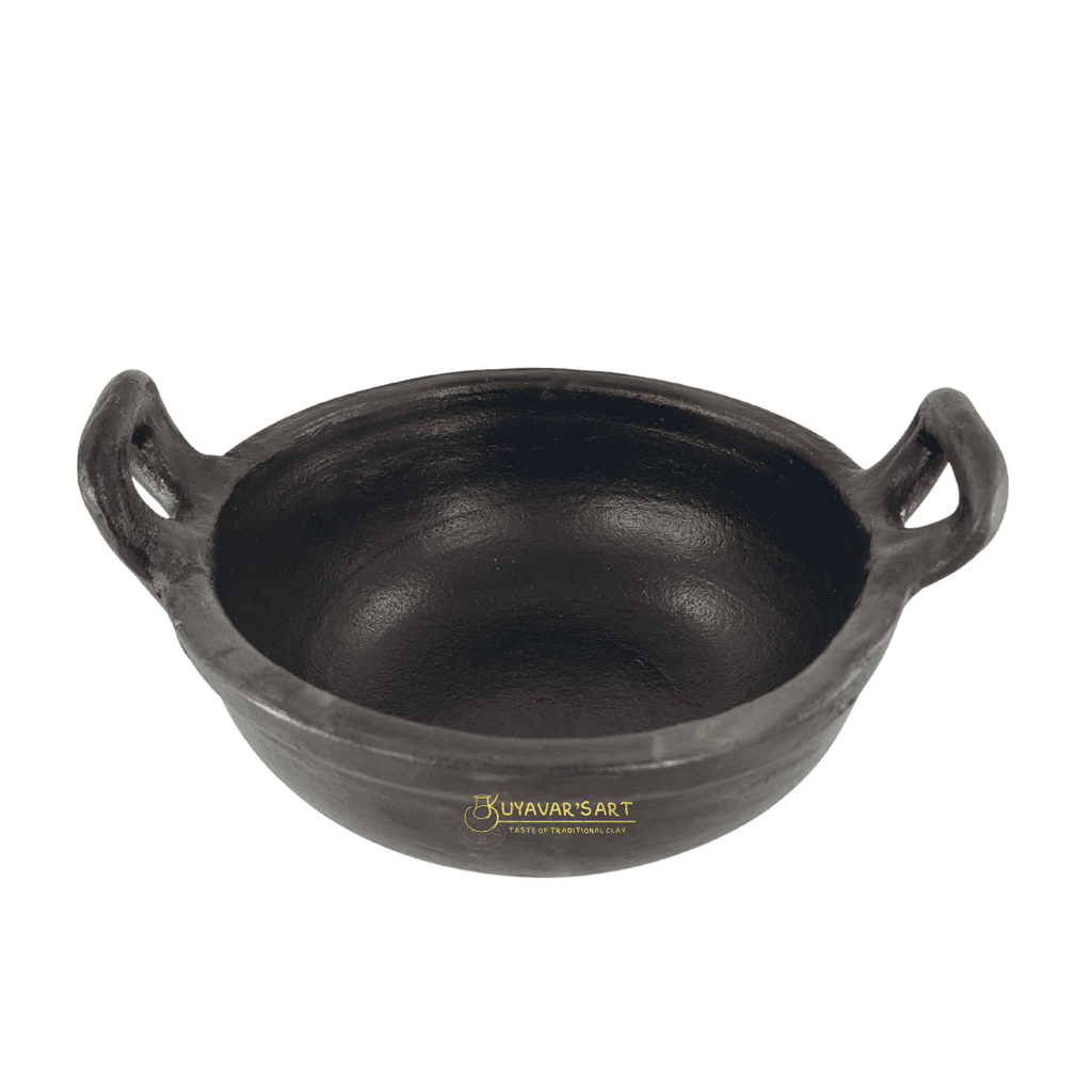 Black Clay Handle Kadaai  Wok with Sturdy Handles