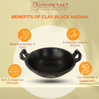 Black Clay Handle Kadaai  Wok with Sturdy Handles