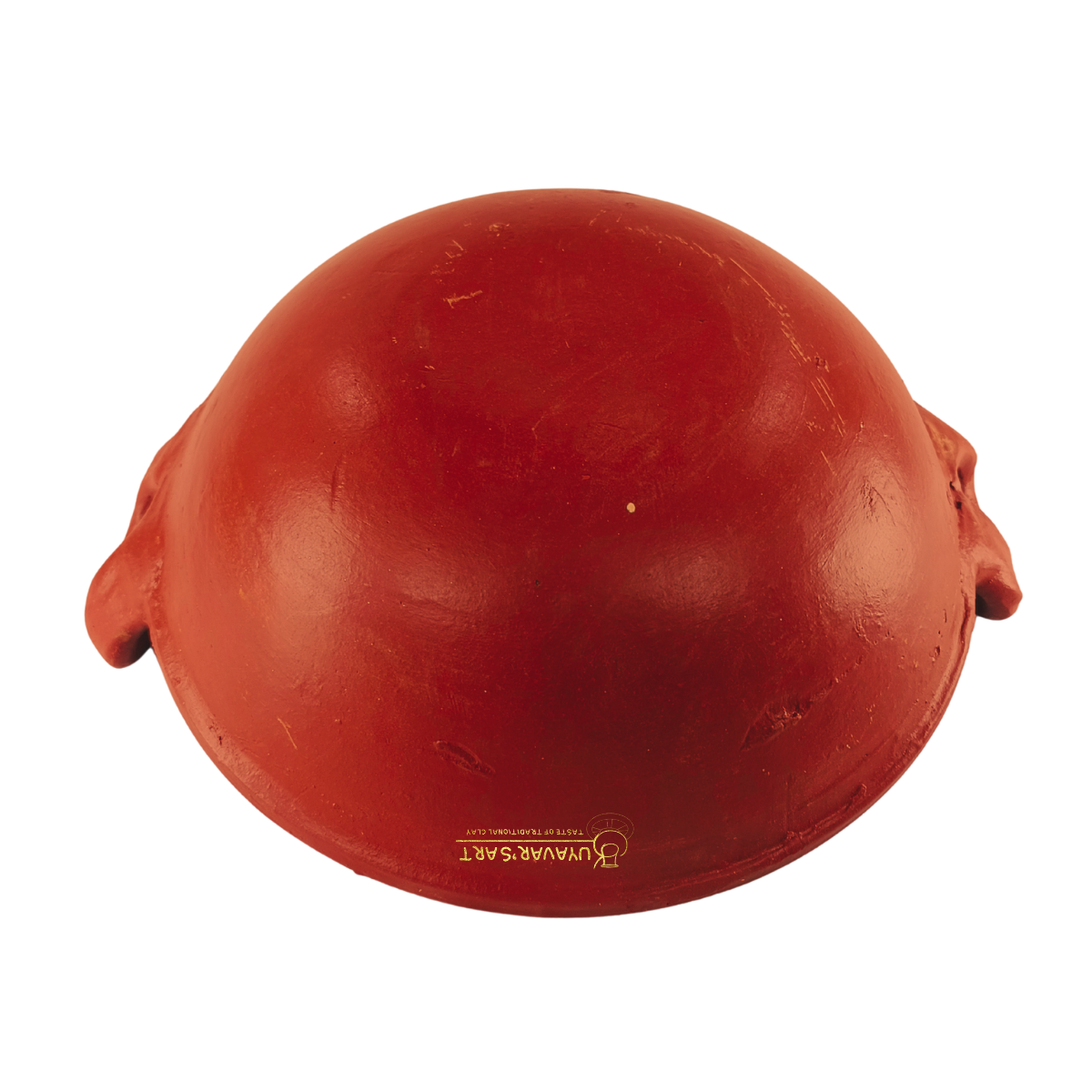 Red Clay Handle Kadai Wok with Sturdy Handles