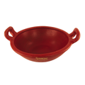 Red Clay Handle Kadai Wok with Sturdy Handles