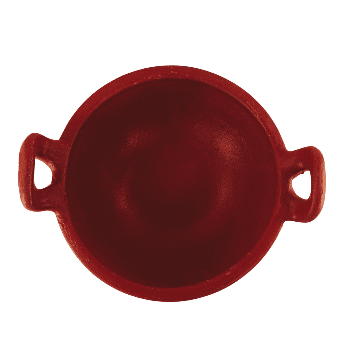 Red Clay Handle Kadai Wok with Sturdy Handles