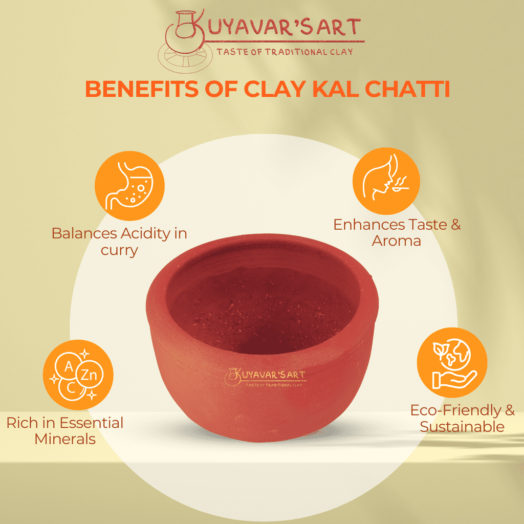 Traditional Clay Kal Chatti | Spinach Grinder – Handmade & Naturally Durable