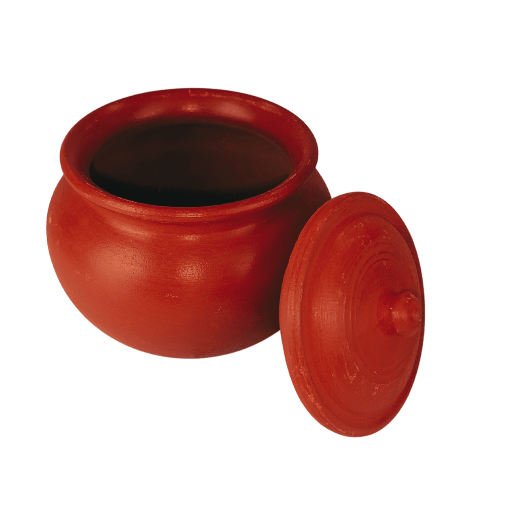Red Pot Shaped Clay Curd Pot | Curd Setter – (With Lid)