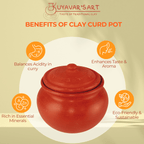 Red Pot Shaped Clay Curd Pot | Curd Setter – (With Lid)