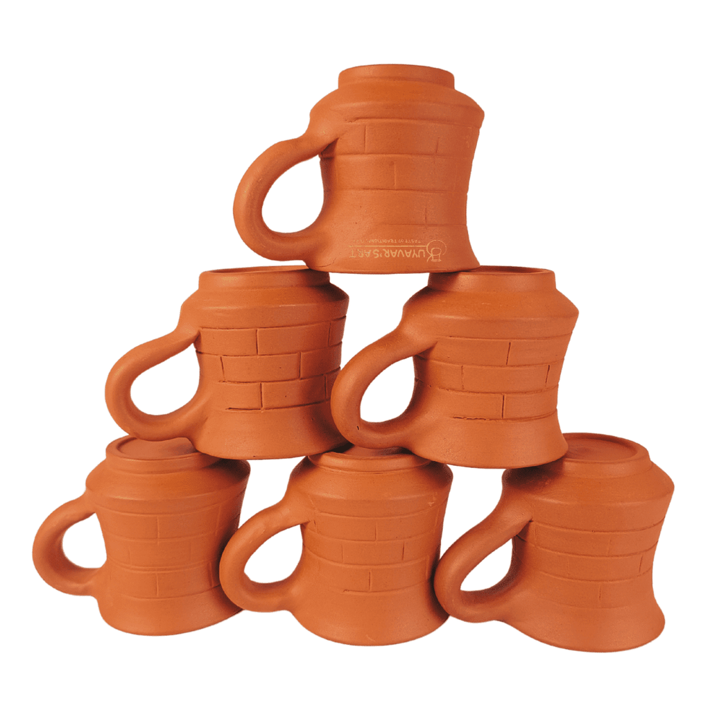 Belly Clay Tea Cup Brick Pattern – Handmade & Eco-Friendly