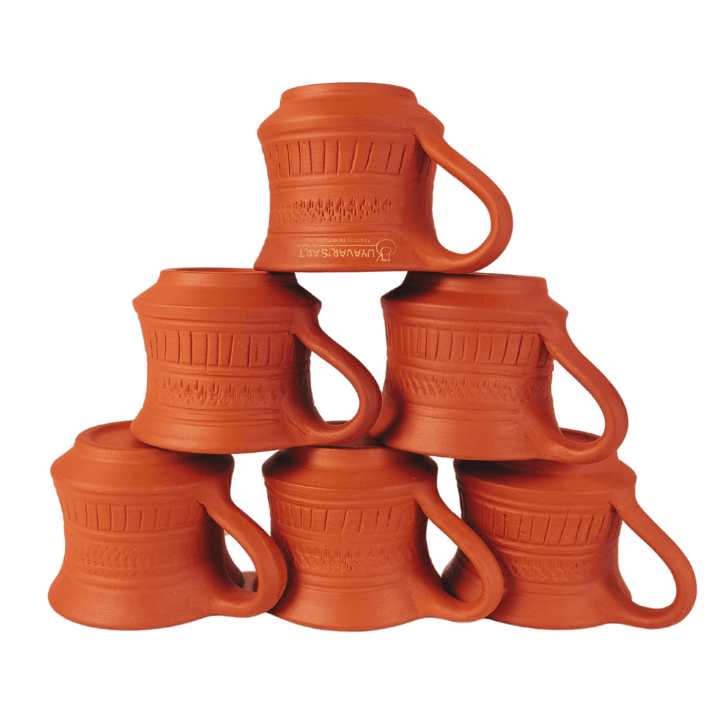 Belly Clay Tea Cup Vintage Stripes – Handmade & Eco-Friendly