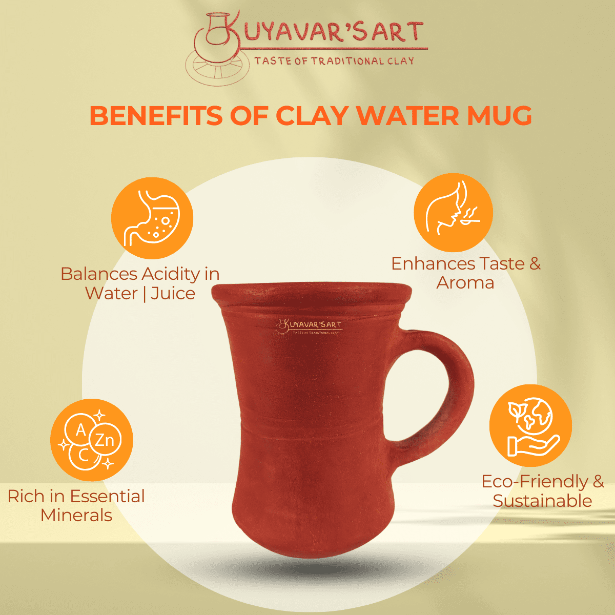 Bell Clay Water Juice Mug – Handmade & Eco-Friendly