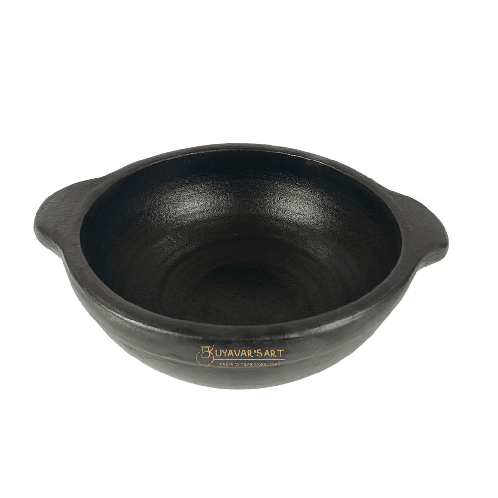 Black Clay Die Kadai With Handles | Handmade & Eco-Friendly