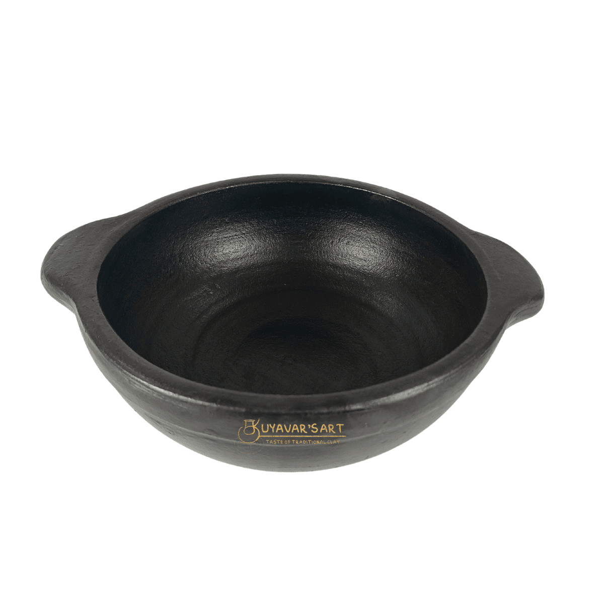 Black Clay Die Kadai With Handles | Handmade & Eco-Friendly