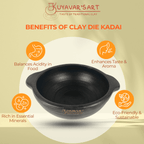 Black Clay Die Kadai With Handles | Handmade & Eco-Friendly