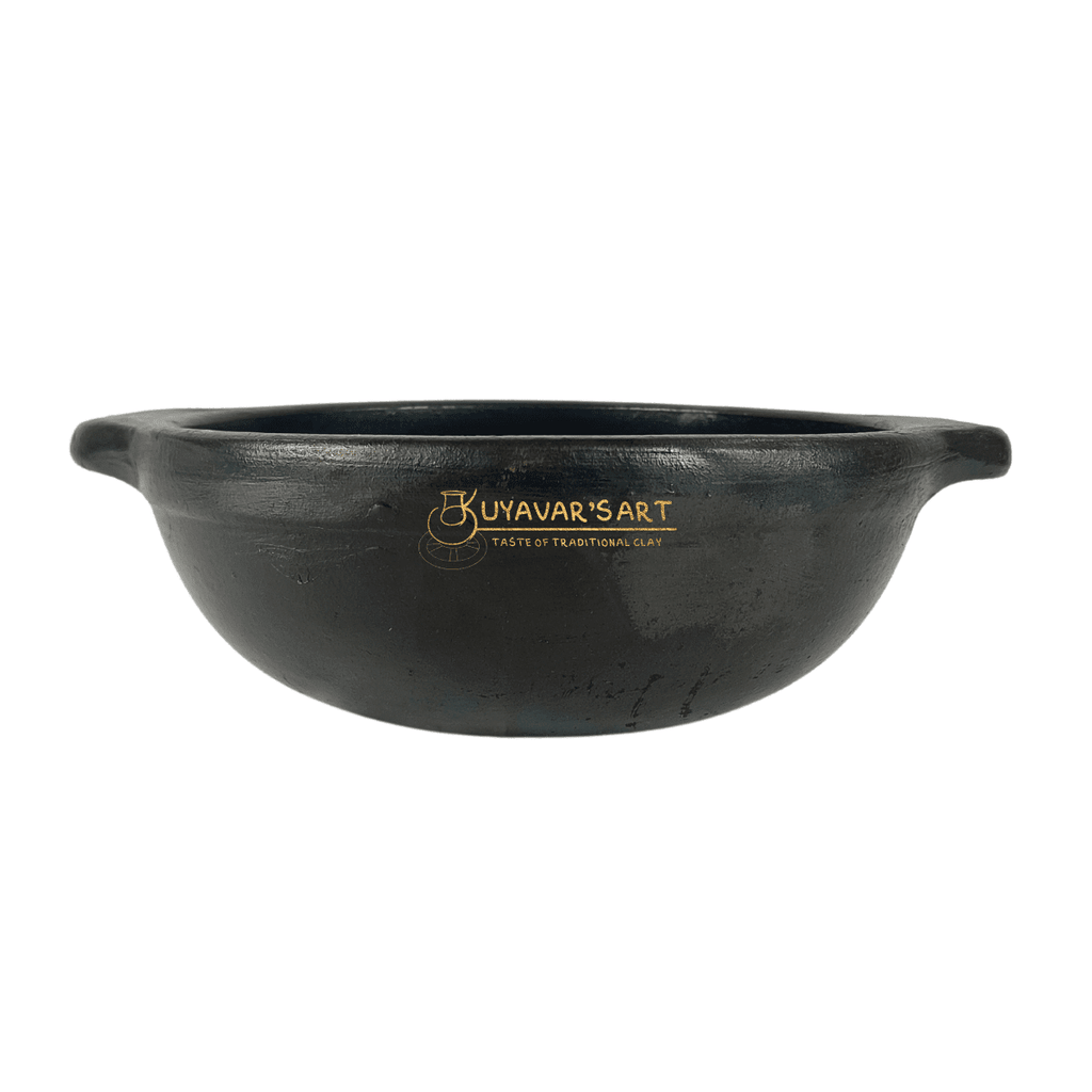 Black Clay Die Kadai With Handles | Handmade & Eco-Friendly