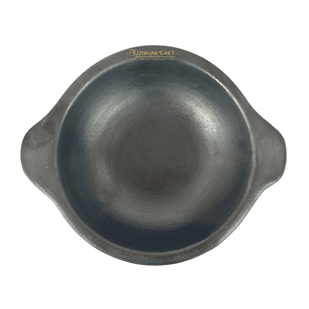 Black Clay Die Kadai With Handles | Handmade & Eco-Friendly