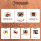 Rounded Clay Tea Cup Vintage Stripes – Handmade & Eco-Friendly