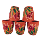 Conical Clay Tea Cup | Water Tumbler Floral Art – Handmade & Eco-Friendly