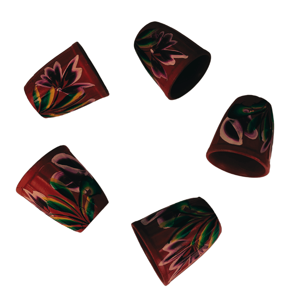 Conical Clay Tea Cup | Water Tumbler Floral Art – Handmade & Eco-Friendly