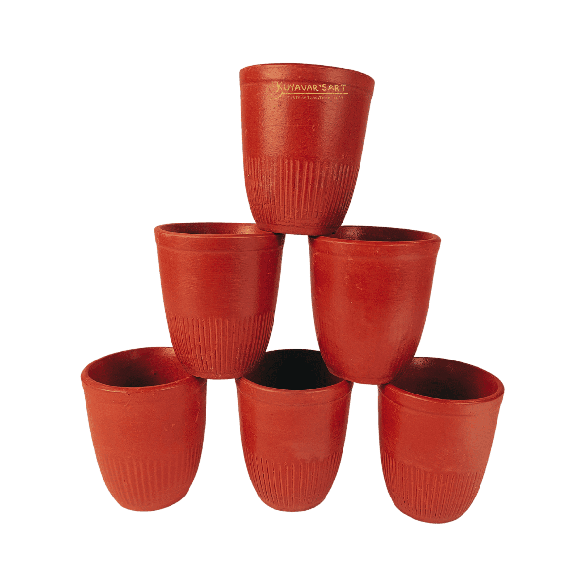 Conical Clay Tea Cup | Water Tumbler Plain Stripes – Handmade & Eco-Friendly