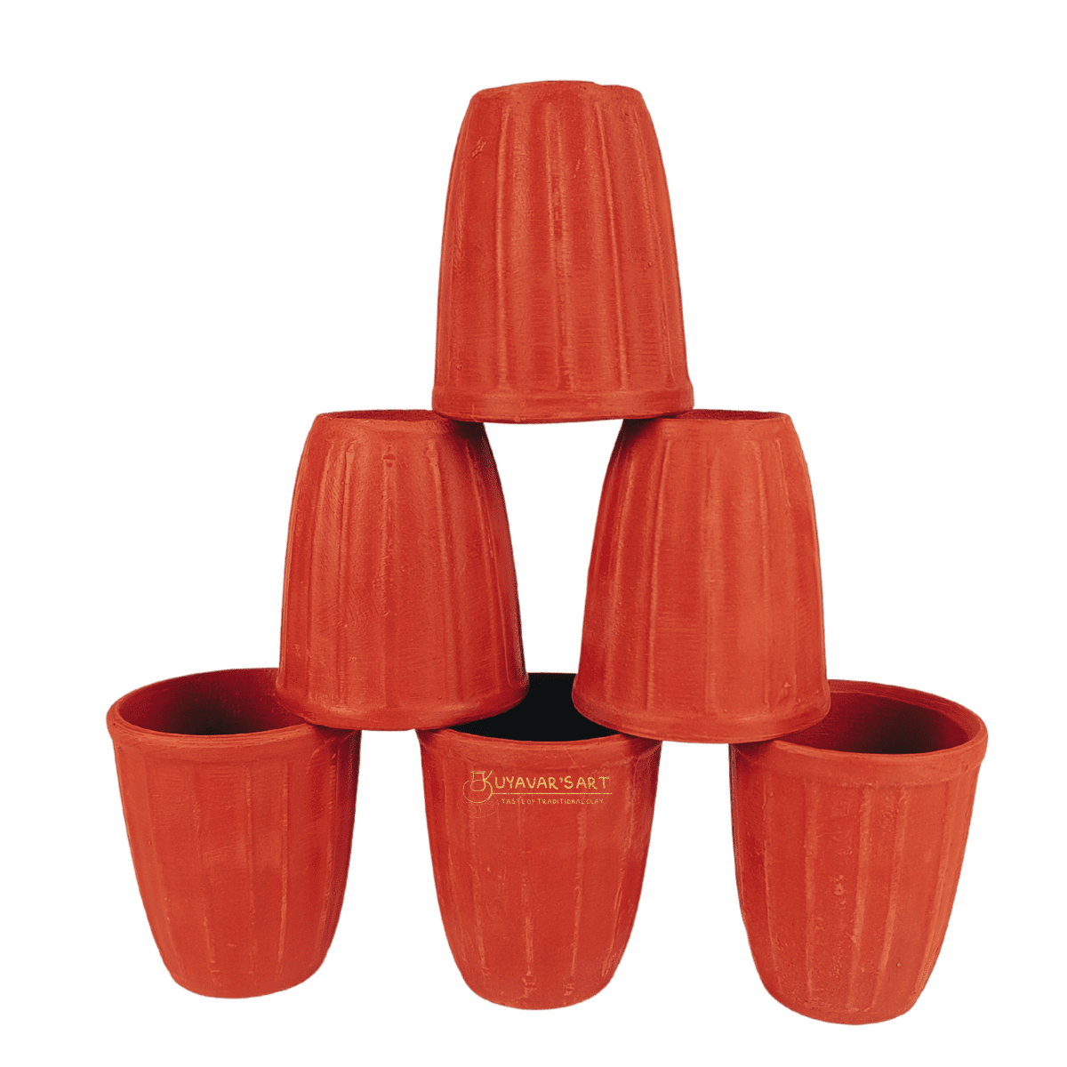 Conical Clay Tea Cup | Water Tumbler Ribbed Pattern – Handmade & Eco-Friendly