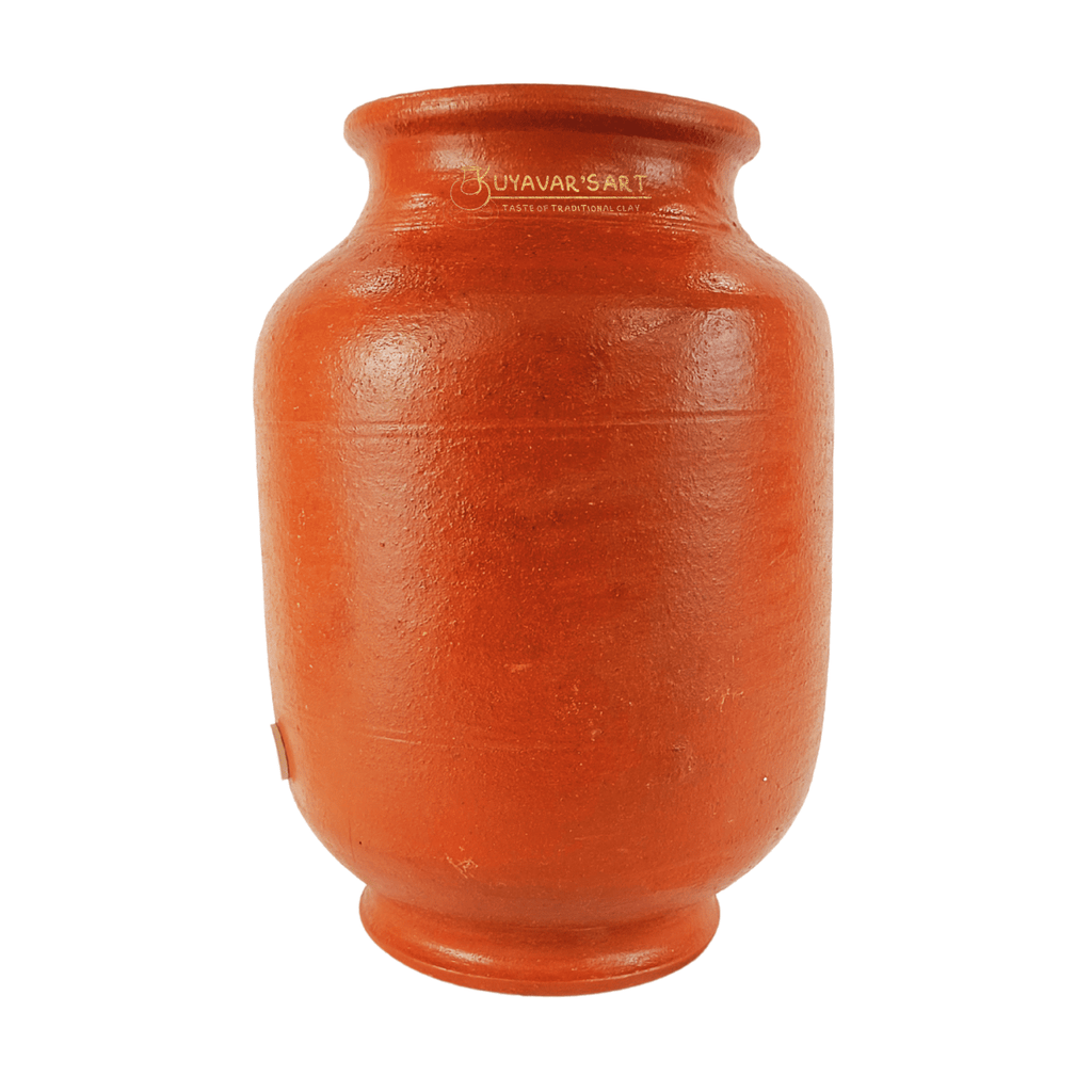 Striped Cylinder Shape Clay Water Dispenser  – Handmade & Eco-Friendly ( With Tap & Lid)