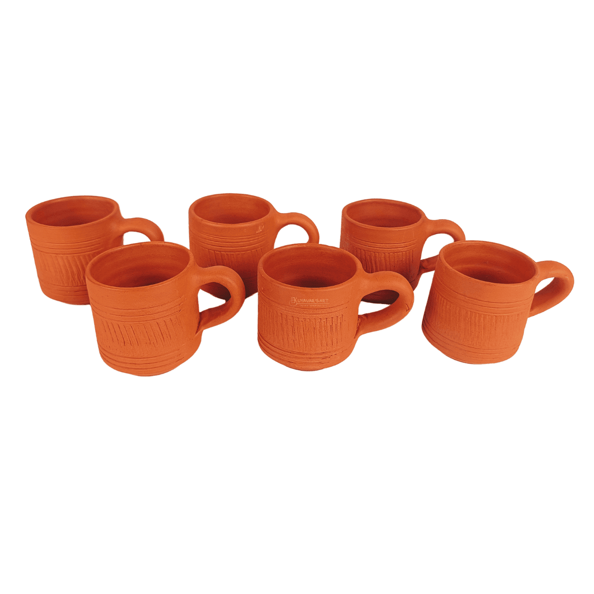 Cylindrical Clay Tea Cup Vintage Stripes – Handmade & Eco-Friendly