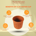 Cylindrical Clay Tea Cup | Water Tumbler Brick Pattern – Handmade & Eco-Friendly