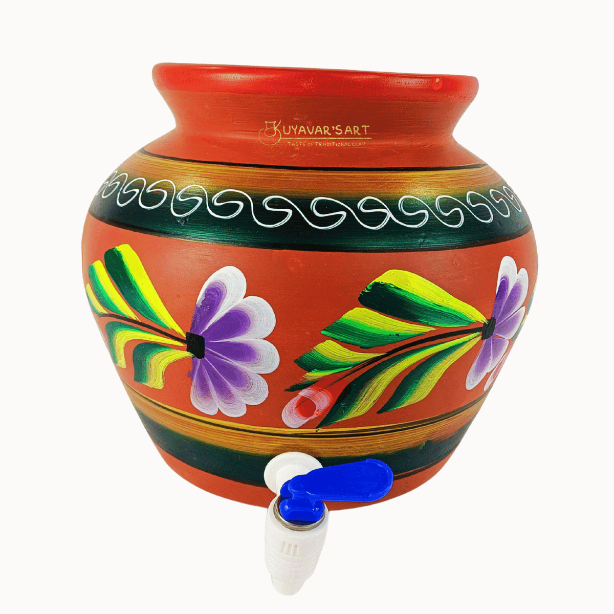 Hand-Painted Clay Water Dispenser– Handmade & Eco-Friendly ( with Tap)