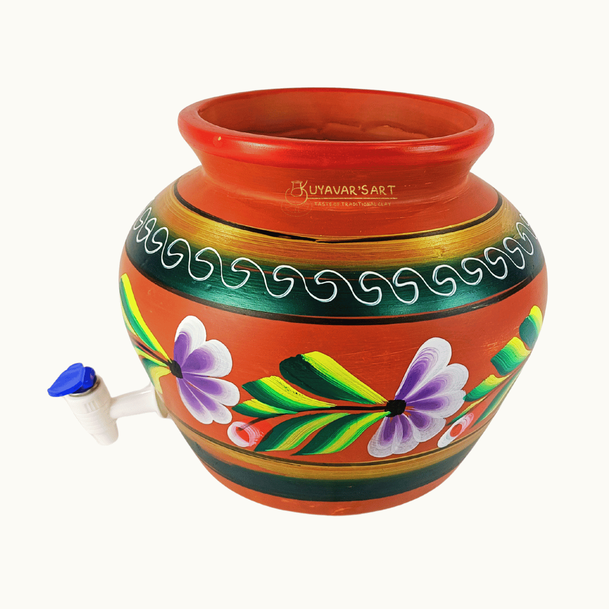 Hand-Painted Clay Water Dispenser– Handmade & Eco-Friendly ( with Tap)