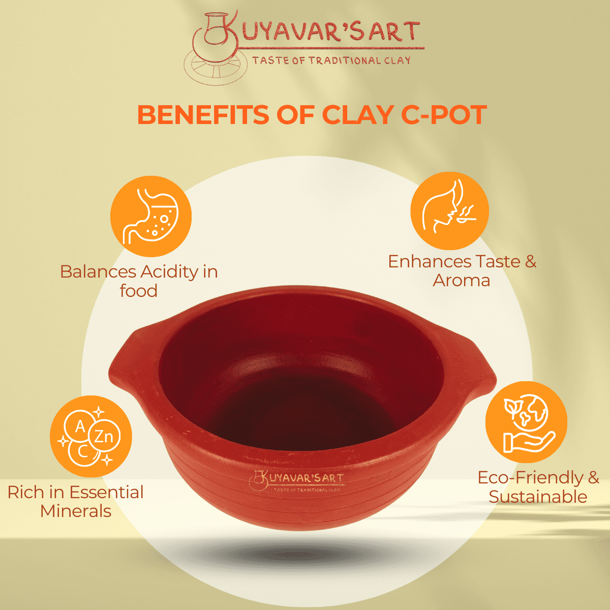 Red C-Shaped Clay Pot – Eco-Friendly & Elegant