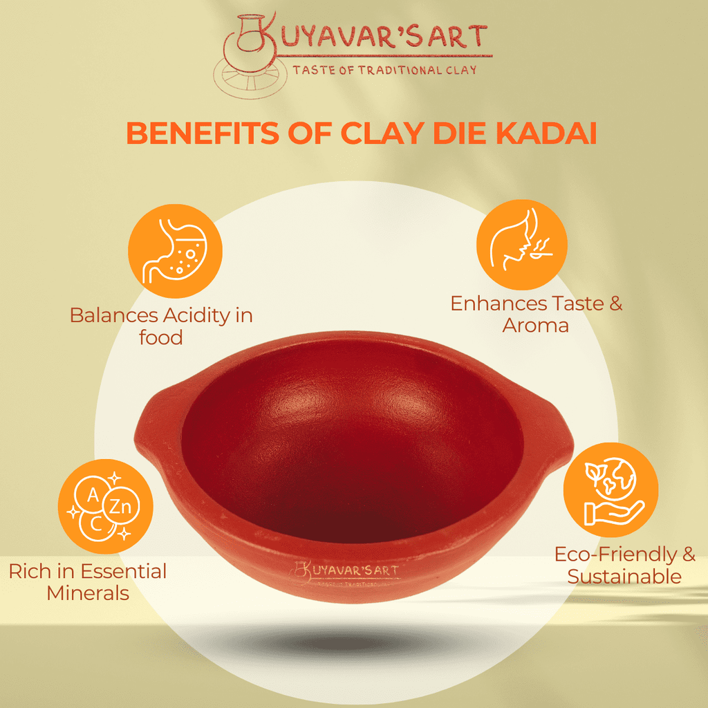 Red Die Clay Wok / Die Kadaai - Traditional & Eco-Friendly