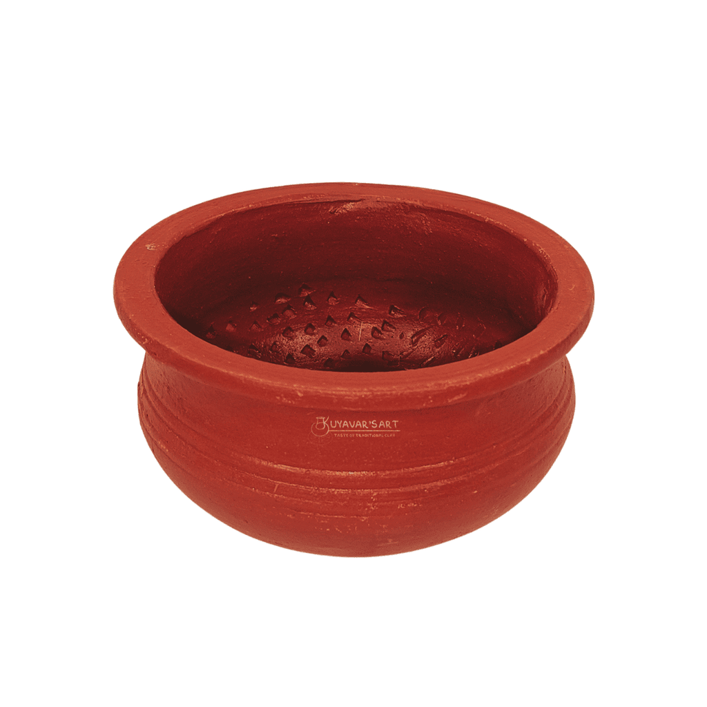 Premium Red Clay Kothu Chatti Medium | Spinach Grinder - Handmade & Naturally Durable