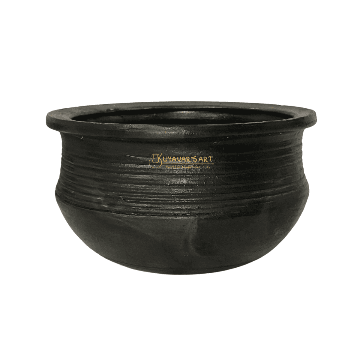 Premium Black Clay Kothu Chatti Medium | Spinach Grinder - Handmade & Naturally Durable