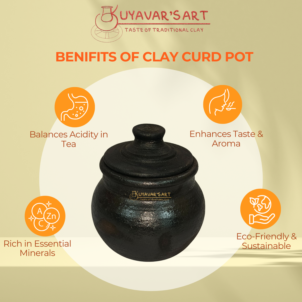 Premium Black Pot Shaped Clay Curd Pot – Handmade & Eco-Friendly