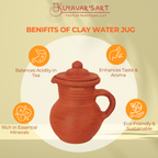 Pot narrow Stripped neck Clay Water Jug Big – Handmade & Eco-Friendly (with Lid)