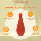 Kuduvai Shaped Clay Water Bottle Plain With Cap - Handmade & Eco-Friendly