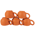 Rounded Clay Tea Cup Stripes – Handmade & Eco-Friendly (150ml, Set of 5)