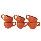 Rounded Clay Tea Cup Vintage Stripes – Handmade & Eco-Friendly