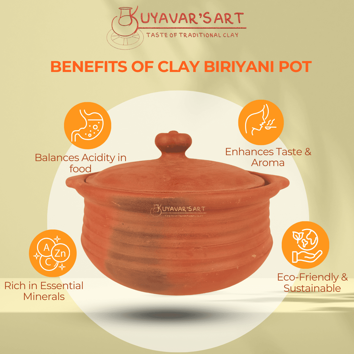Royal Unglazed Clay Biryani Pot (With Lid)