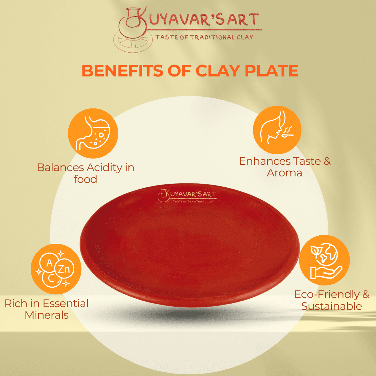Red Clay Dinner Plate – Handmade & Eco-Friendly (Set of 2)