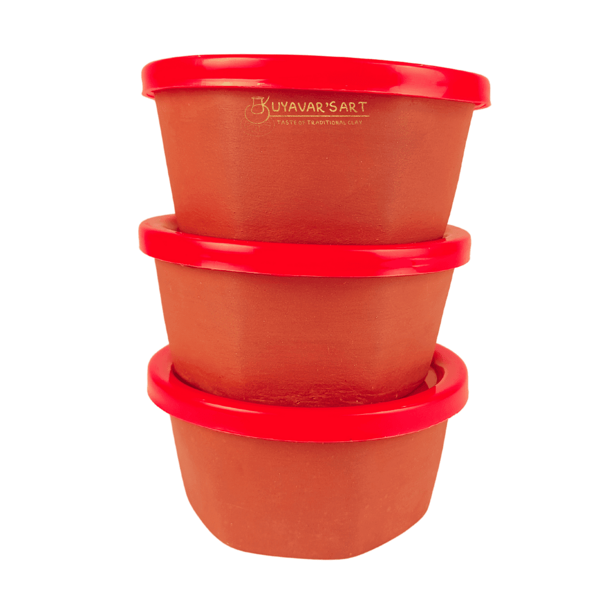 Clay Lunch Box With Bag – Handmade & Eco-Friendly (Set of 3)