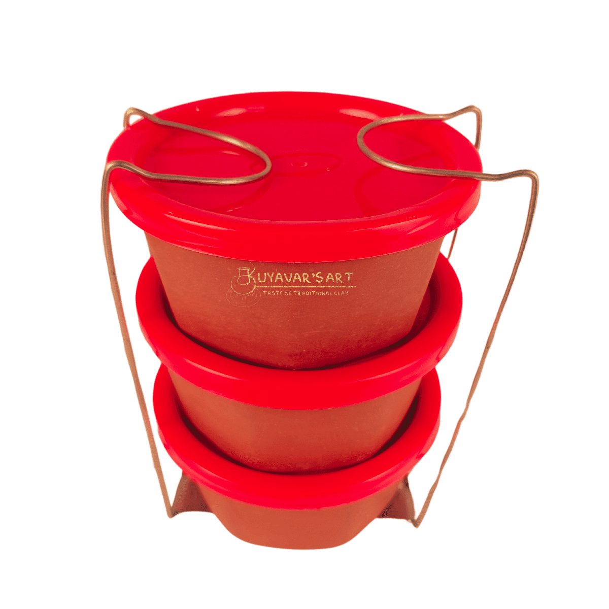 Clay Lunch Box With Bag – Handmade & Eco-Friendly (Set of 3)