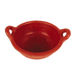 Authentic Unglazed Clay Kadaai / Wok with Sturdy Handles (6 X 3 inches)