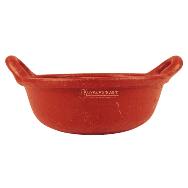 Authentic Unglazed Clay Kadaai / Wok with Sturdy Handles (6 X 3 inches) - Image 3
