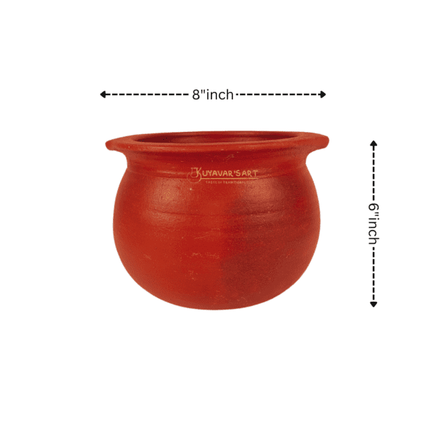 Authentic Unglazed Unglazed Sambar Clay Pot - Handmade & Eco-Friendly (3L, 8 X 6 inches, Traditional Design) - Image 5