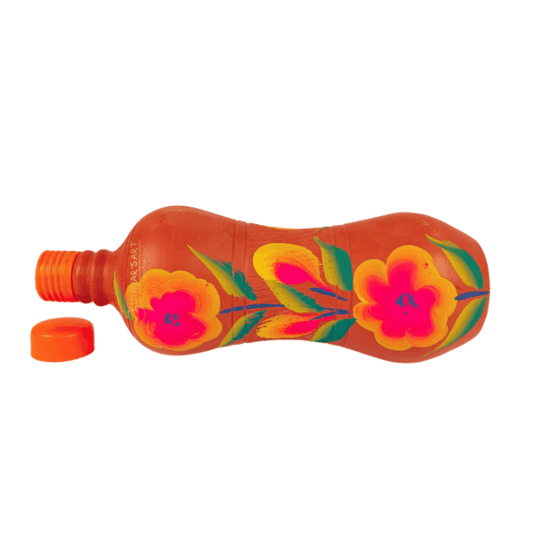 Belly Shaped Clay  Water Bottle Floral Art With Cap - Handmade & Eco-Friendly (1000ml) - Image 3