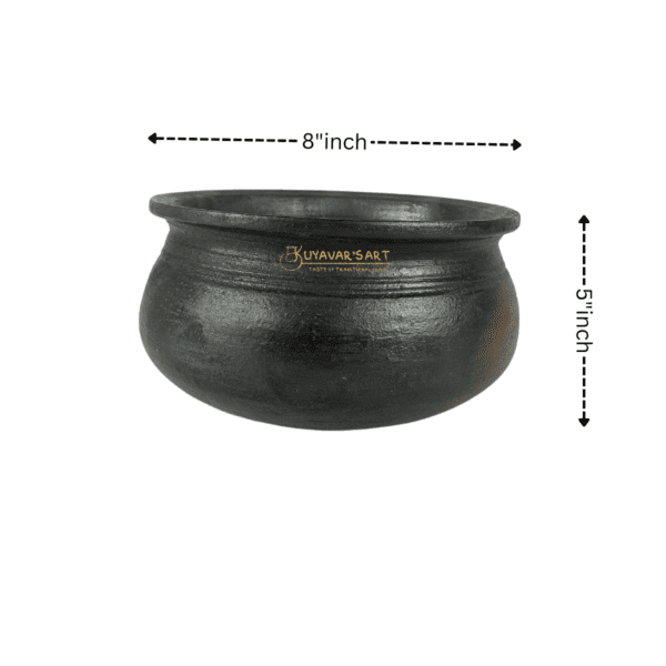 Black Clay kozhambu Chatti 8 Inch | Handmade Terracotta Cookware - Image 4